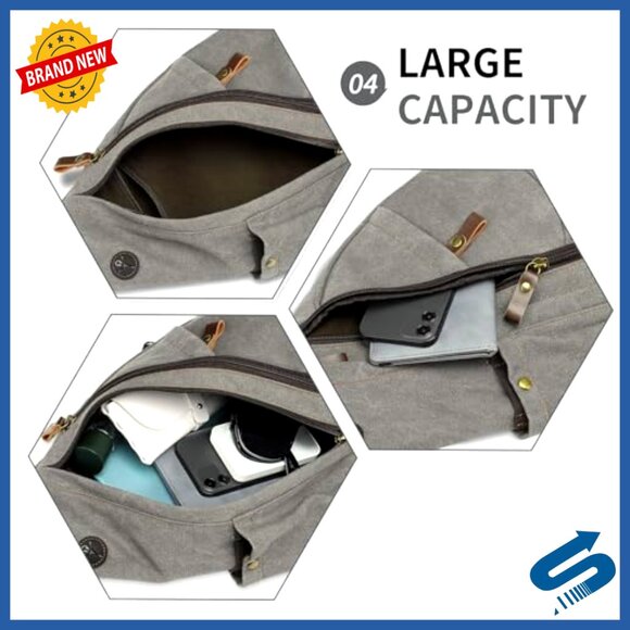 Vintage Canvas Sling Bag Convertible Crossbody Backpack Chest Bag 16x10x6 main image 4